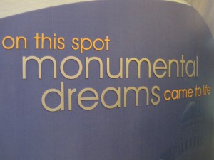 "On this spot, the monument to dreams came to life." It reads.